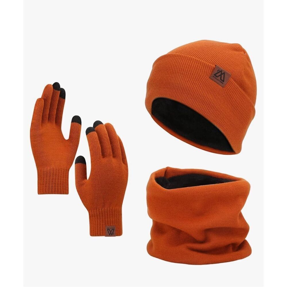 NEW 3 Pc Beanie Hat Scarf Gloves Set Unisex Neck Touchscreen Gloves